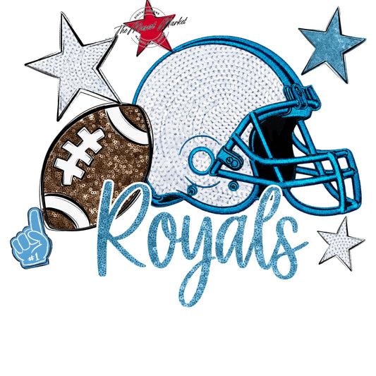Royals Football Embroidered Sequins Design-Carolina Blue