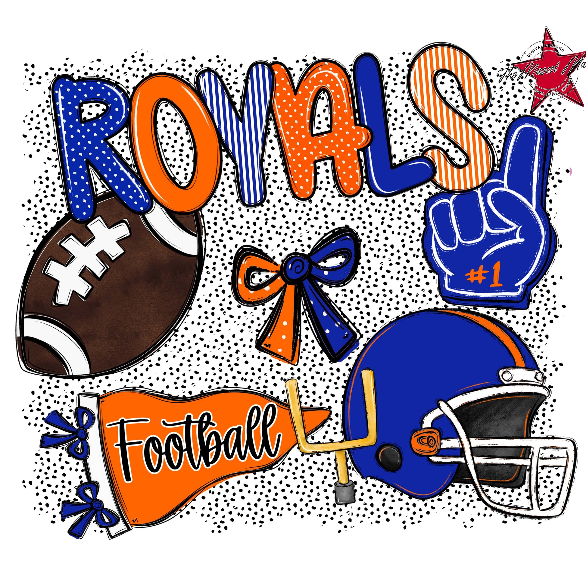 Royals Football Spirit-Royal Blue & Orange