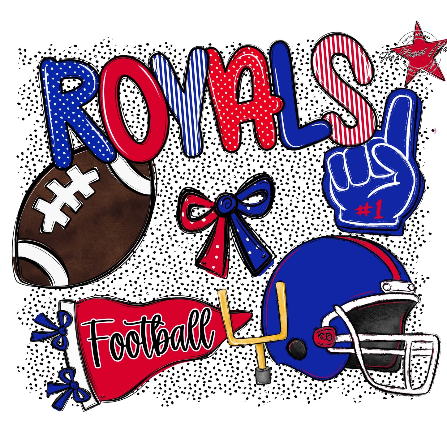 Royals Football Spirit-Royal Blue & Red