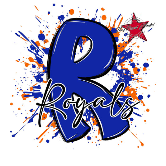 Royals Mascot Splatter-Royal Blue & Orange