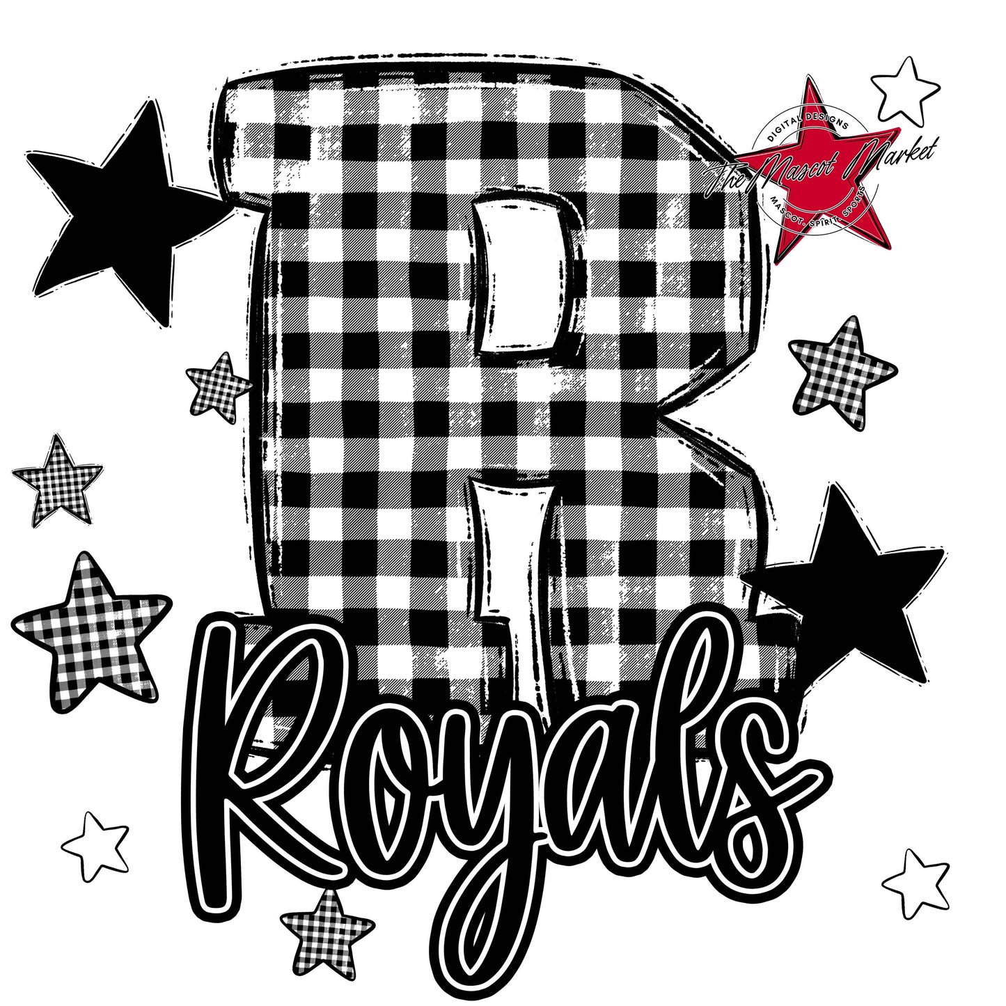 Royals Plaid Star Design-Black