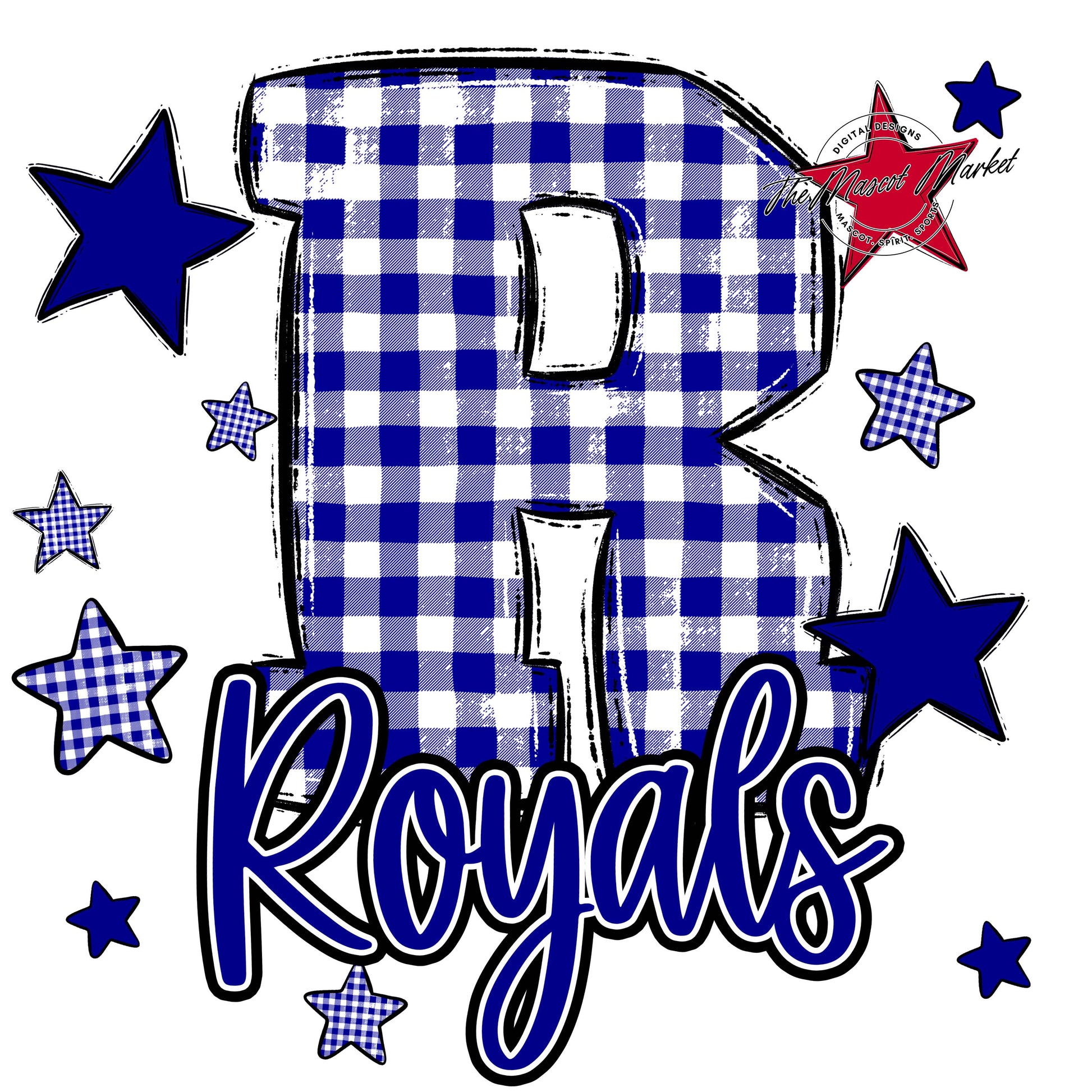 Royals Plaid Star Design-Blue