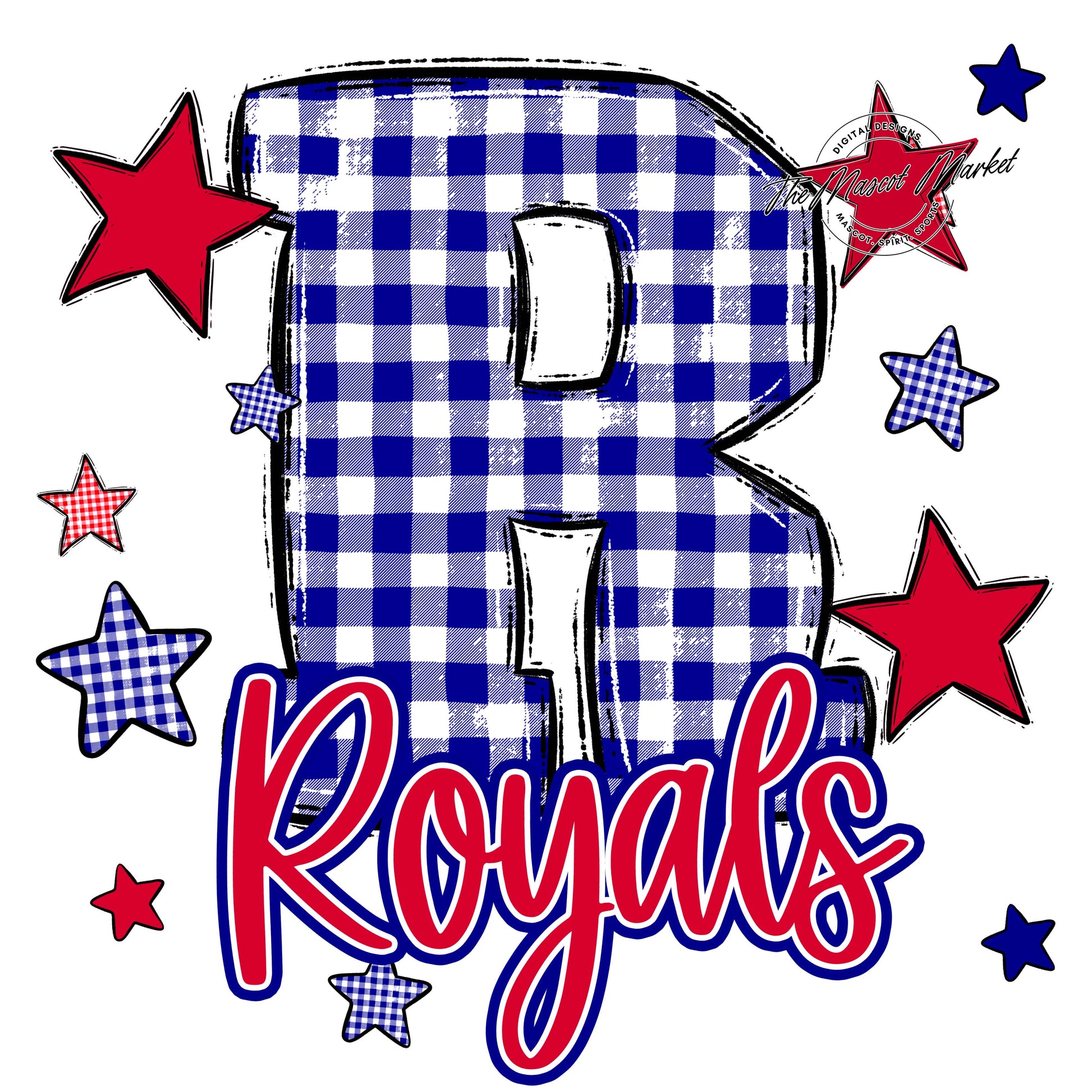 Royals Plaid Star Design-Blue & Red