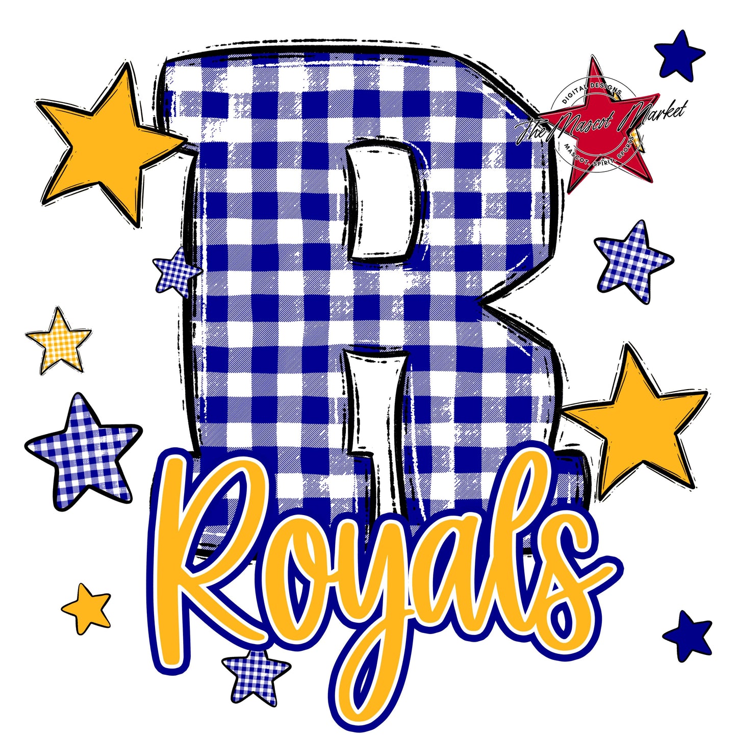 Royals Plaid Star Design-Blue & Yellow