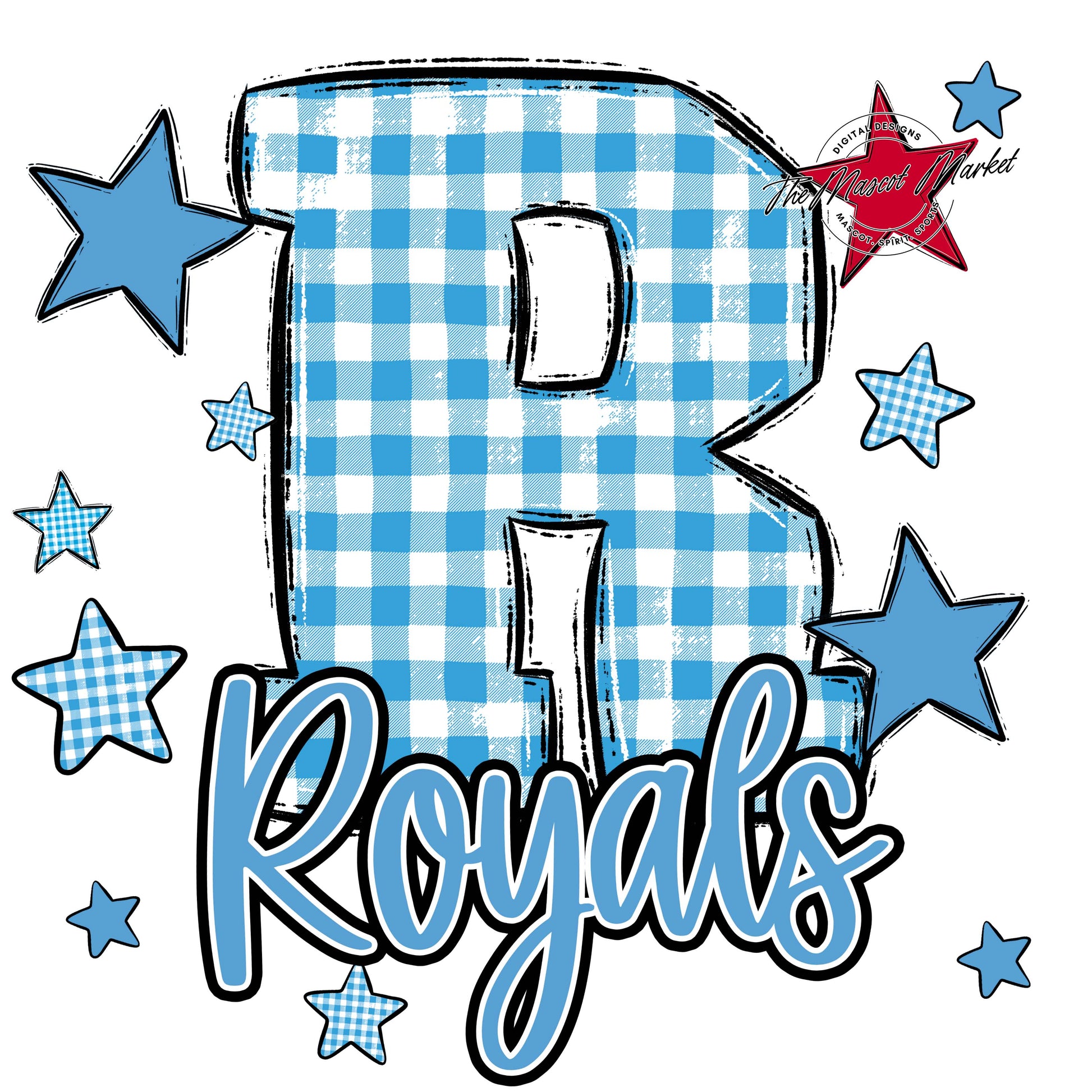 Royals Plaid Star Design-Carolina Blue