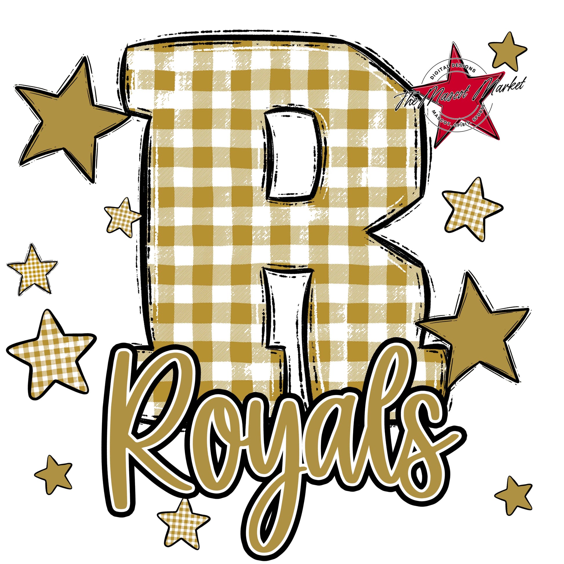 Royals Plaid Star Design-Gold