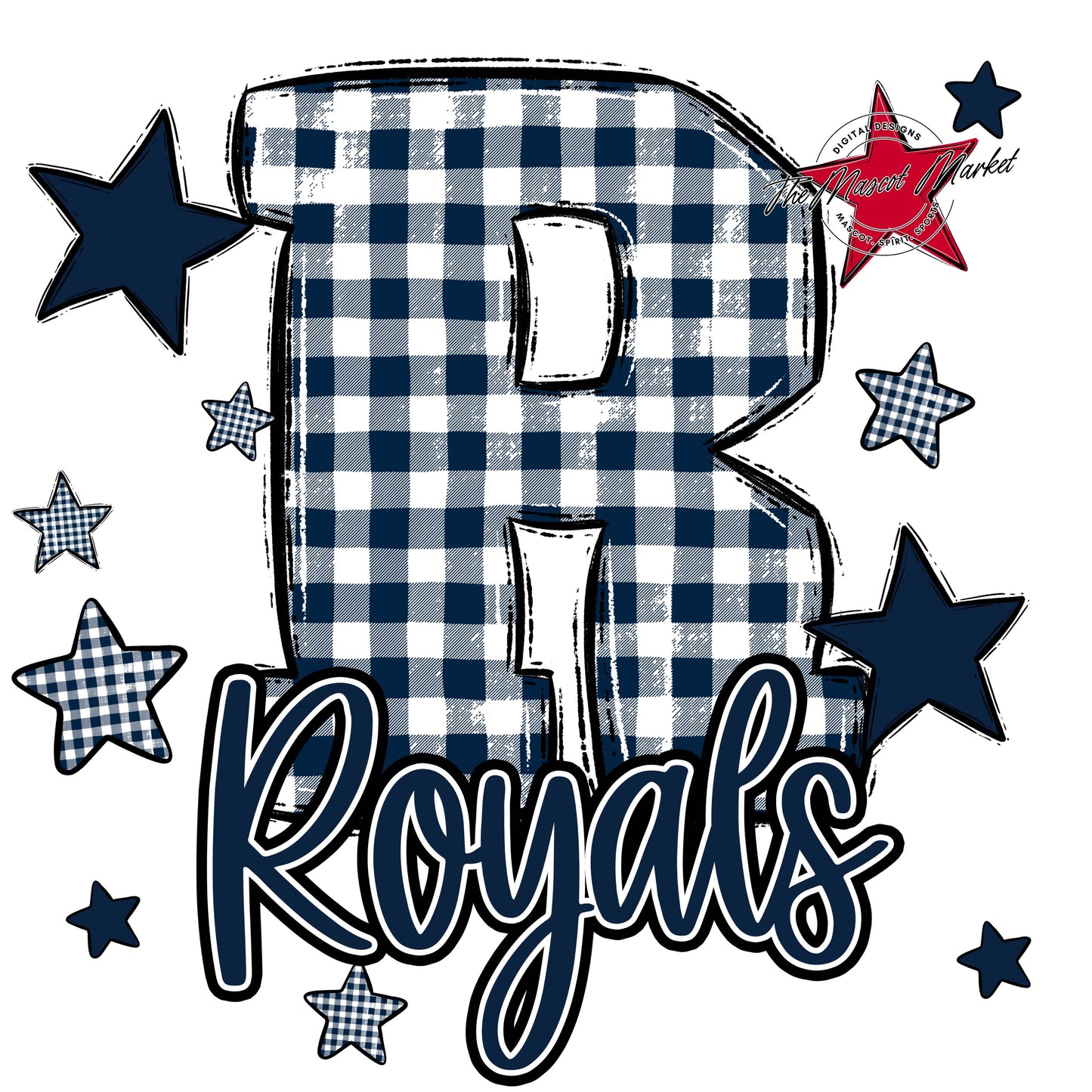 Royals Plaid Star Design-Navy