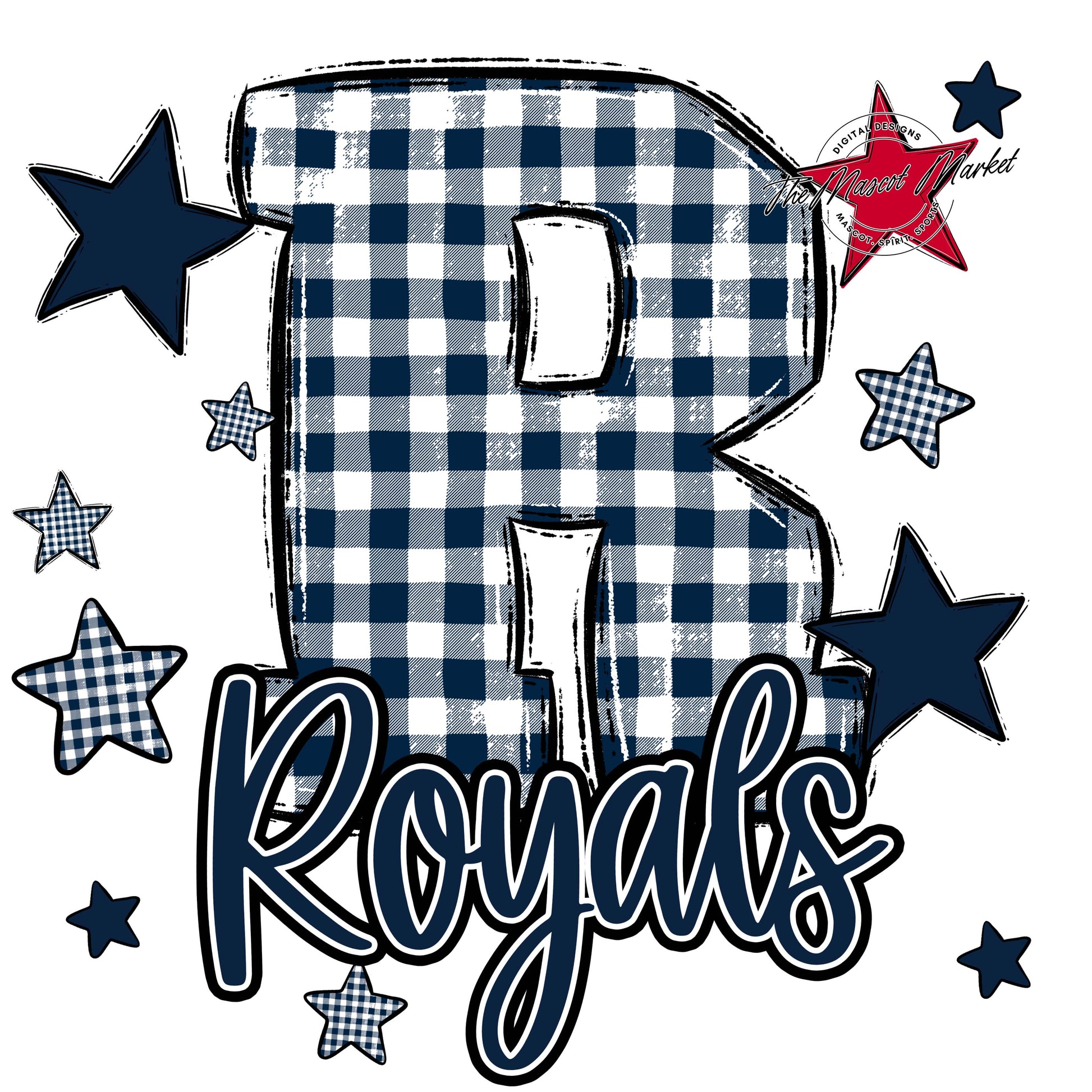 Royals Plaid Star Design-Navy