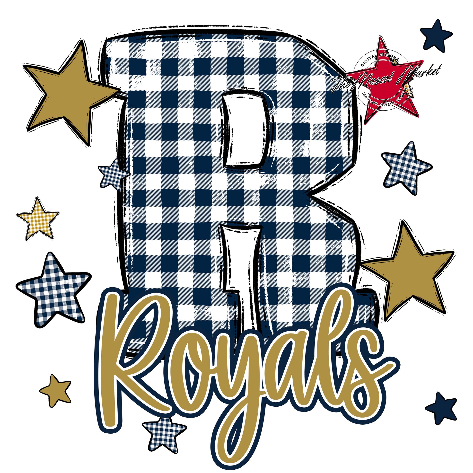 Royals Plaid Star Design-Navy & Gold