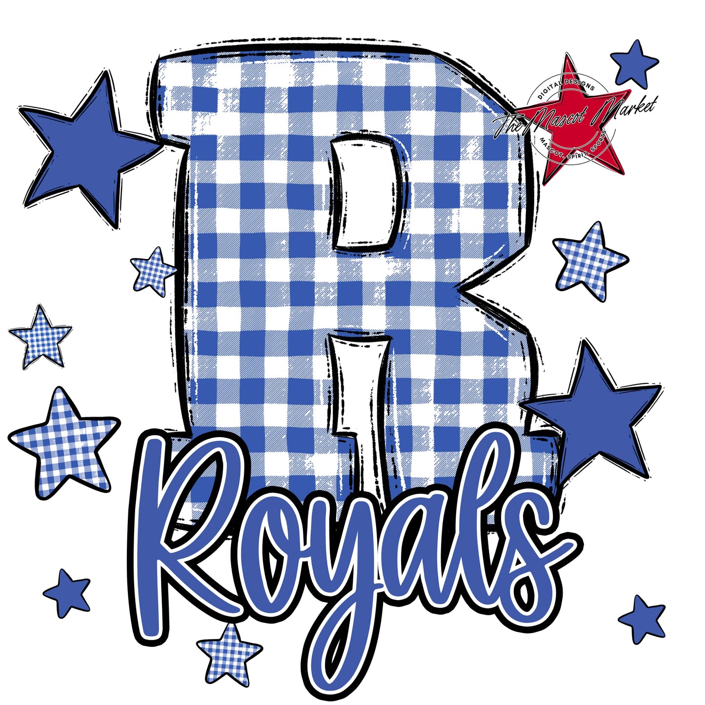 Royals Plaid Star Design-Off Blue