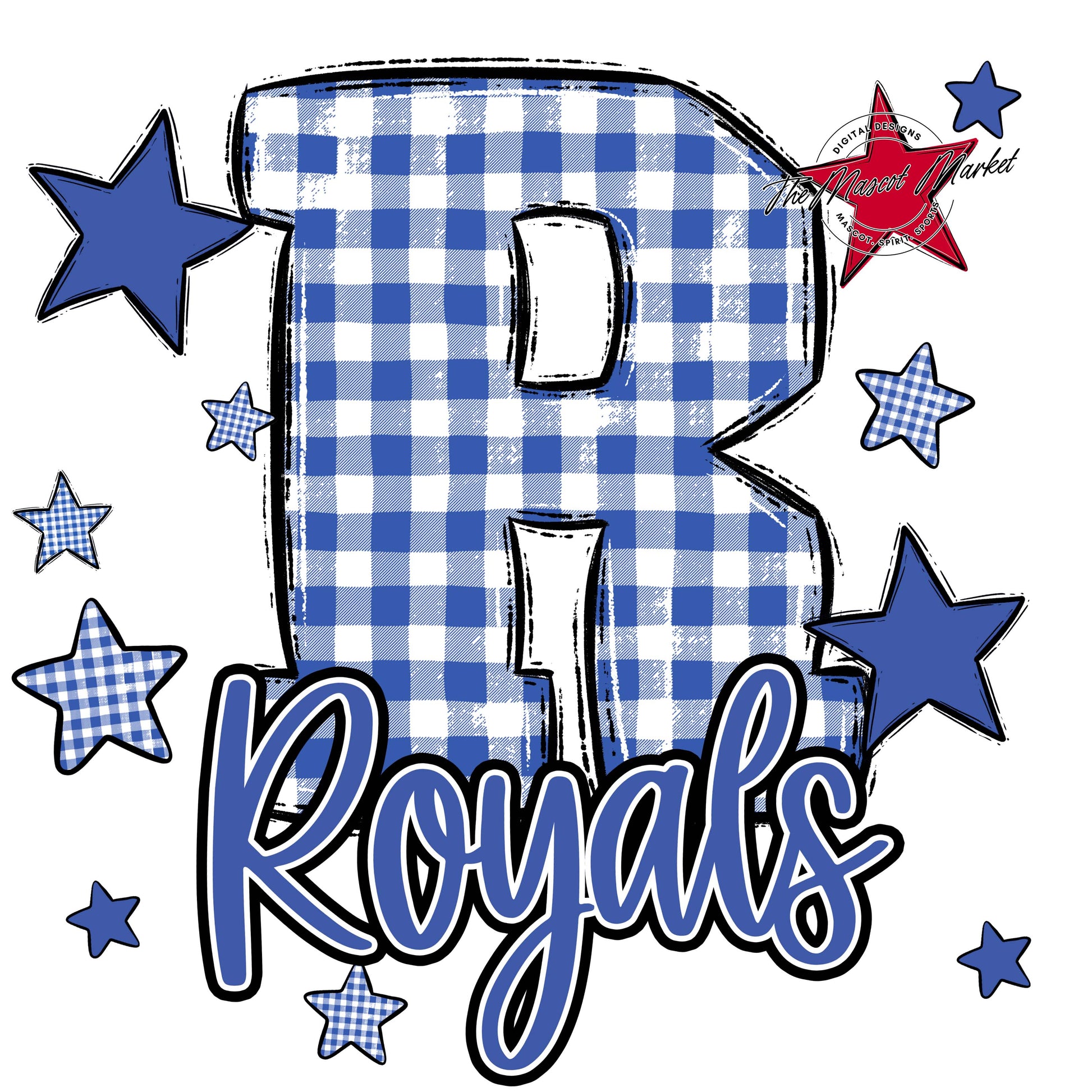 Royals Plaid Star Design-Off Blue