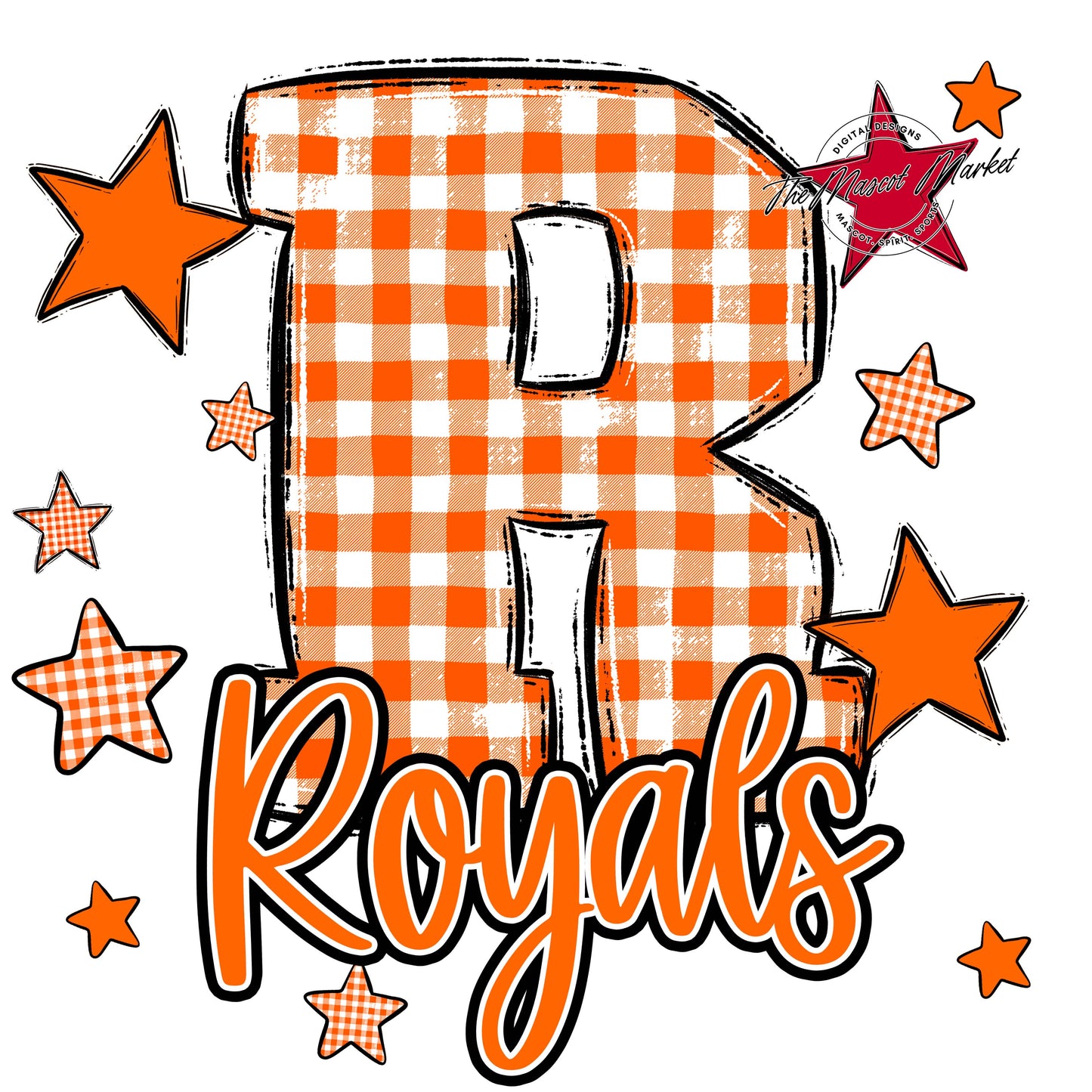 Royals Plaid Star Design-Orange