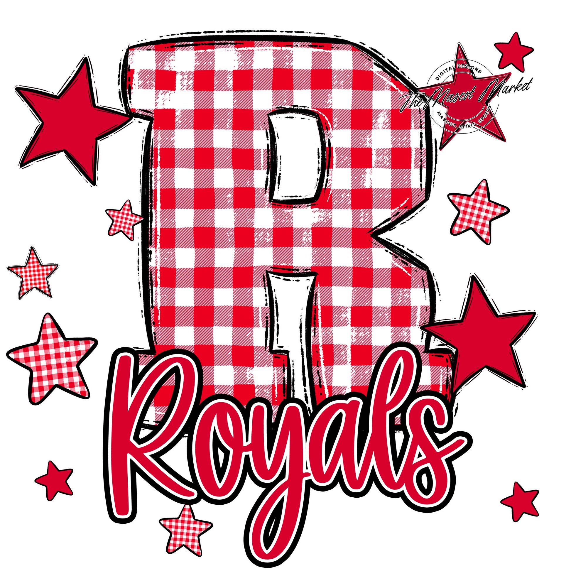 Royals Plaid Star Design-Red