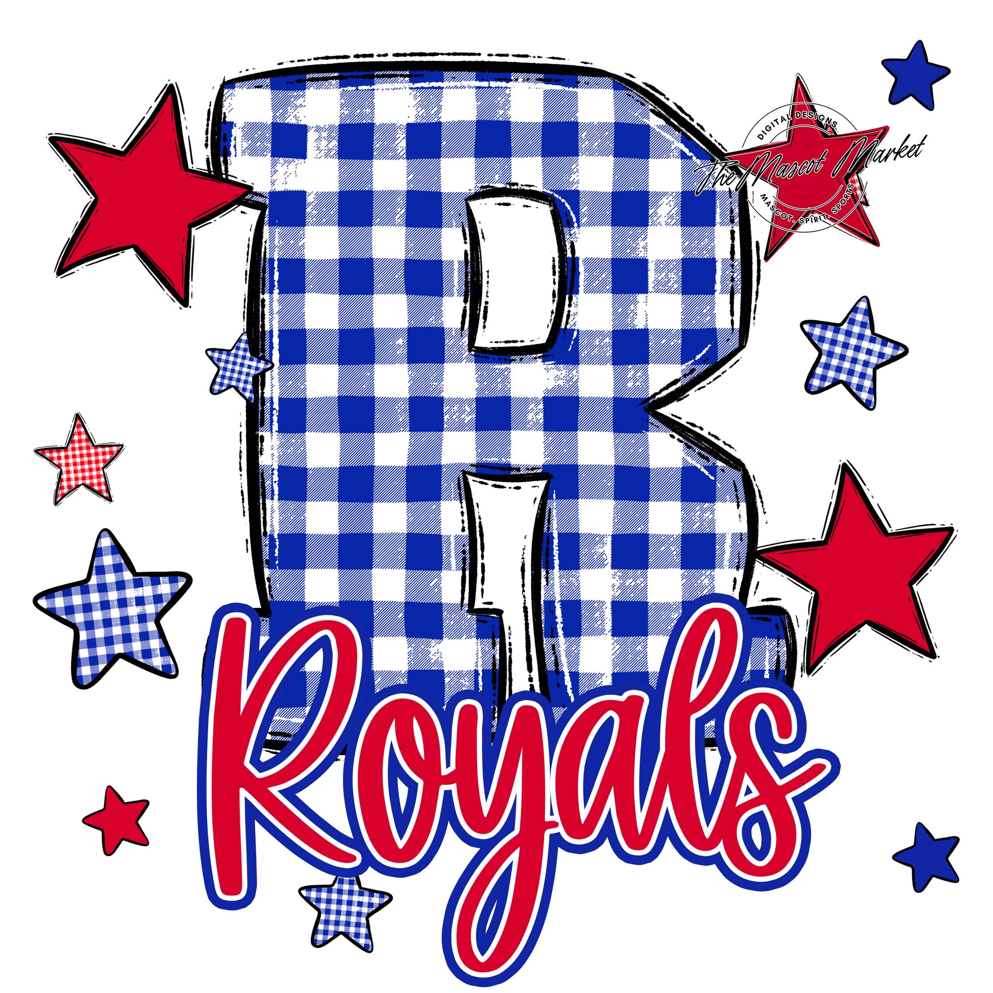 Royals Plaid Star Design-Royal Blue & Red