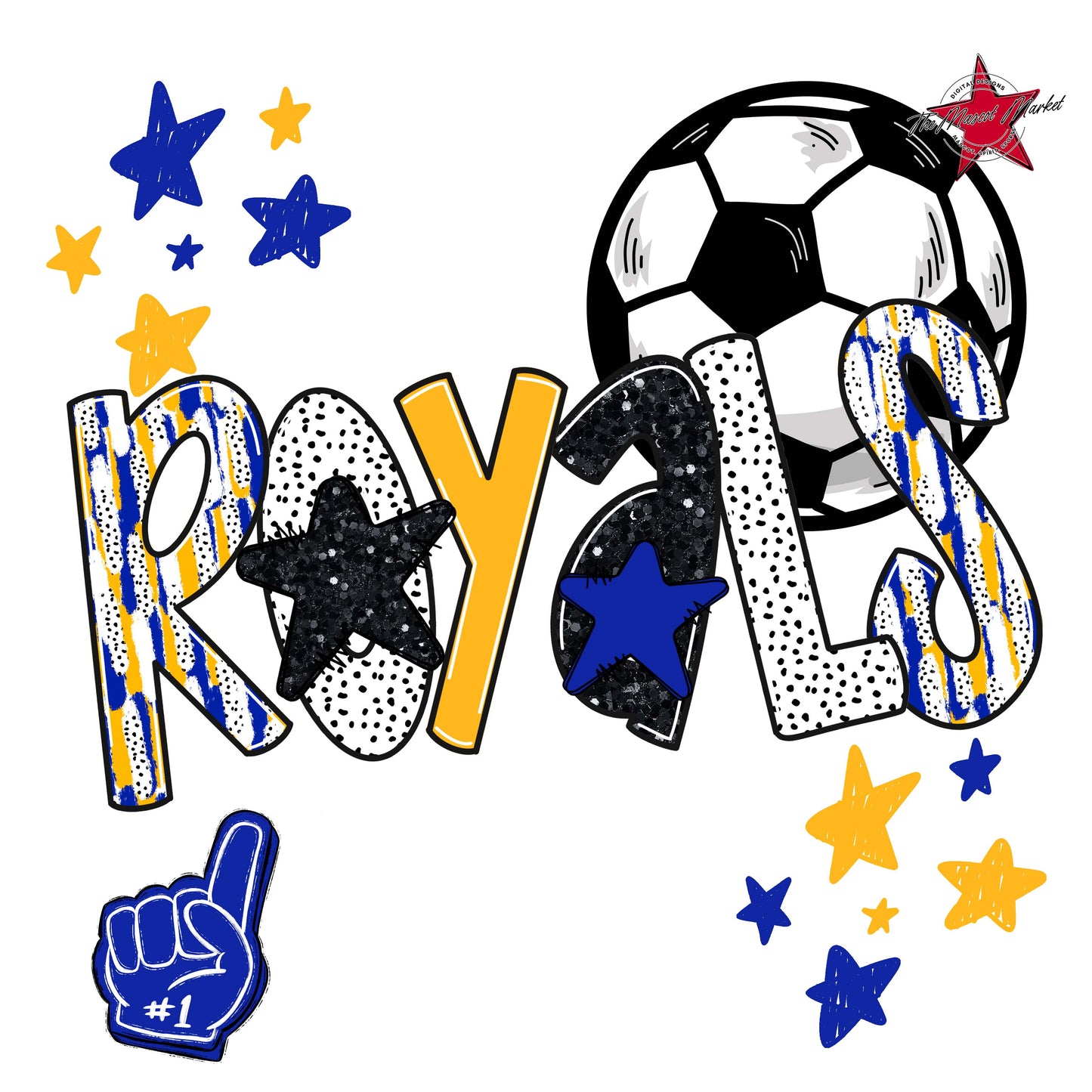 Royals Soccer Scrape-Royal Blue & Yellow