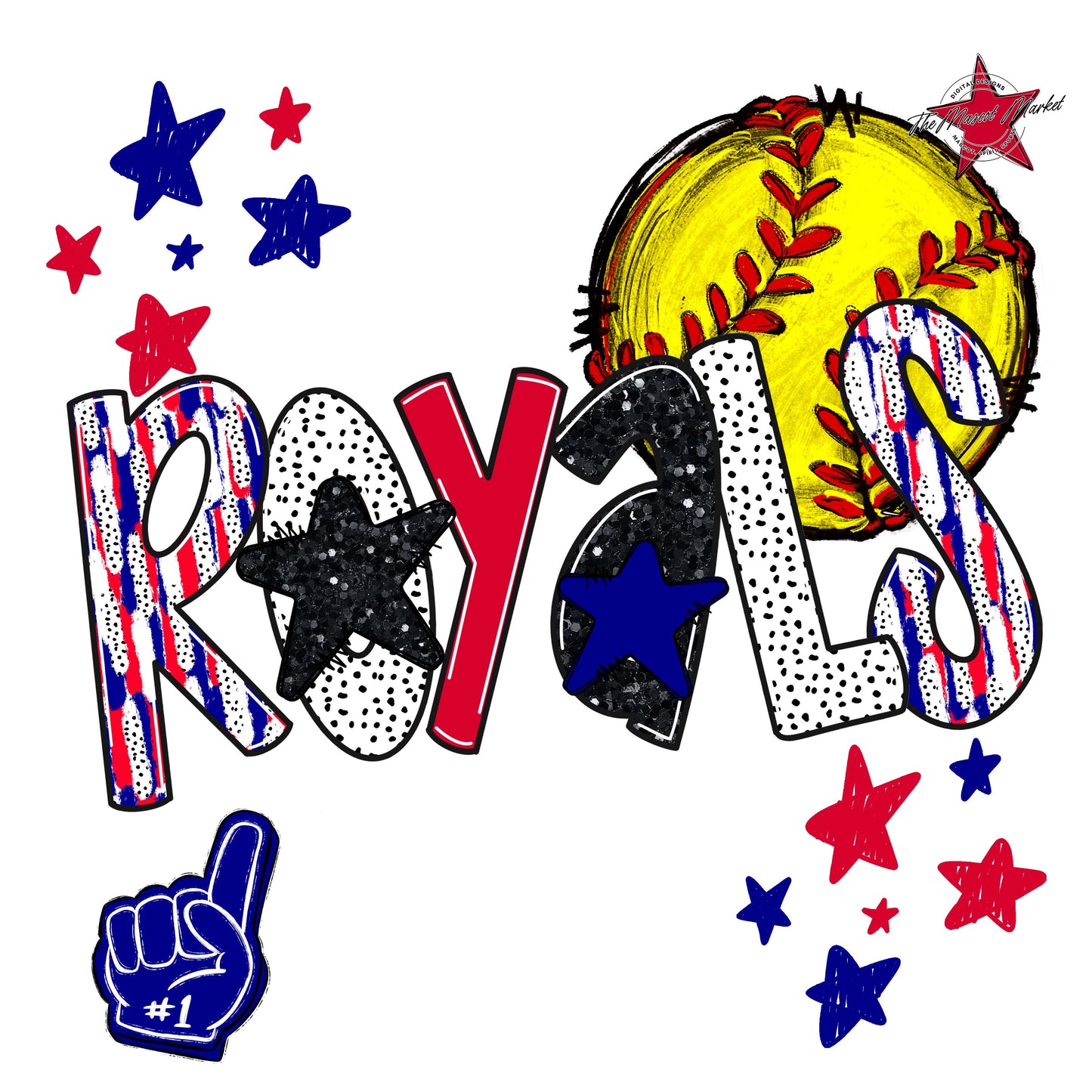 Royals Softball Scrape-Blue & Red