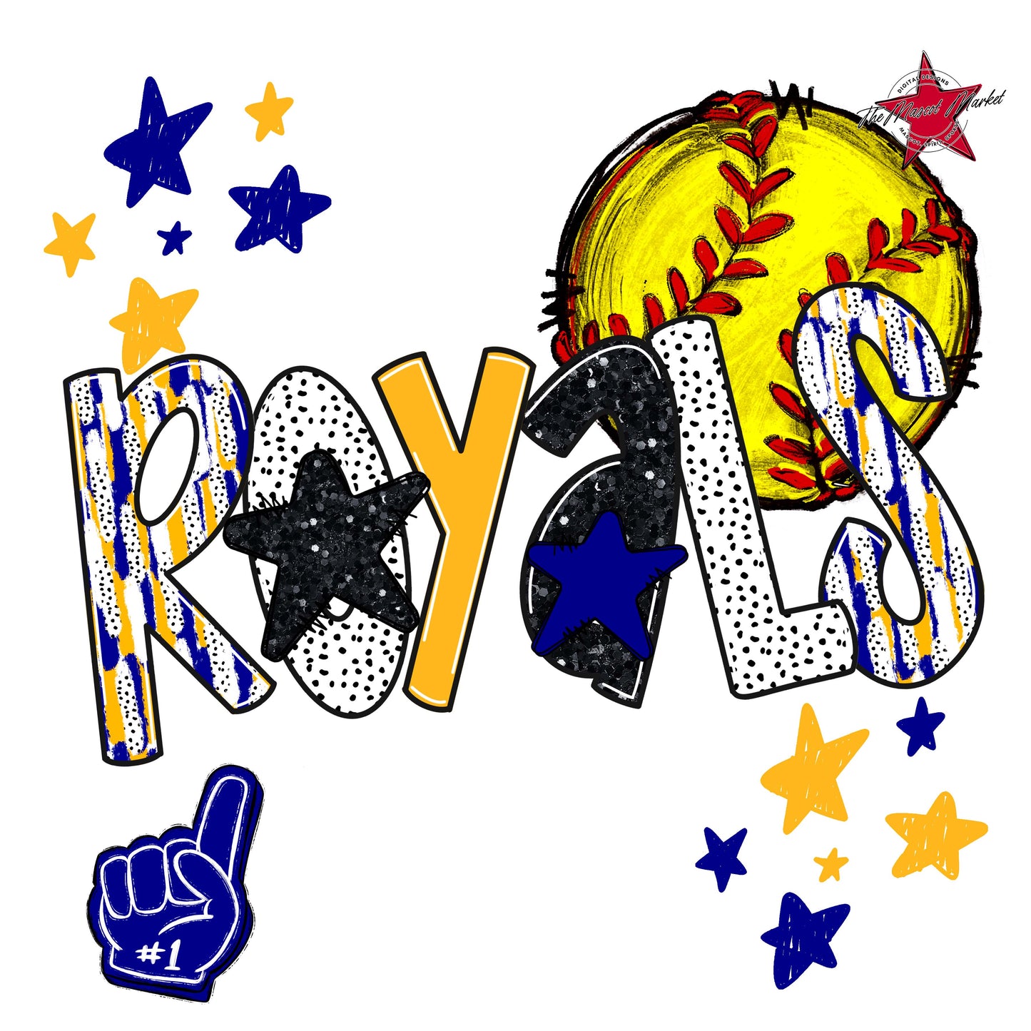 Royals Softball Scrape-Blue & Yellow