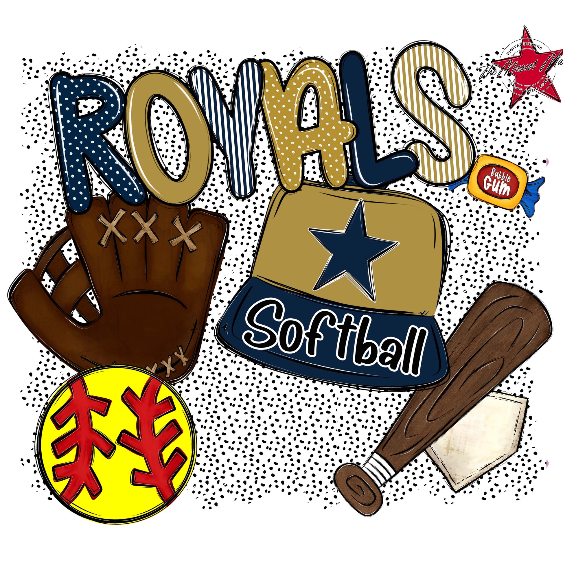 Royals Softball Spirit-Navy & Gold
