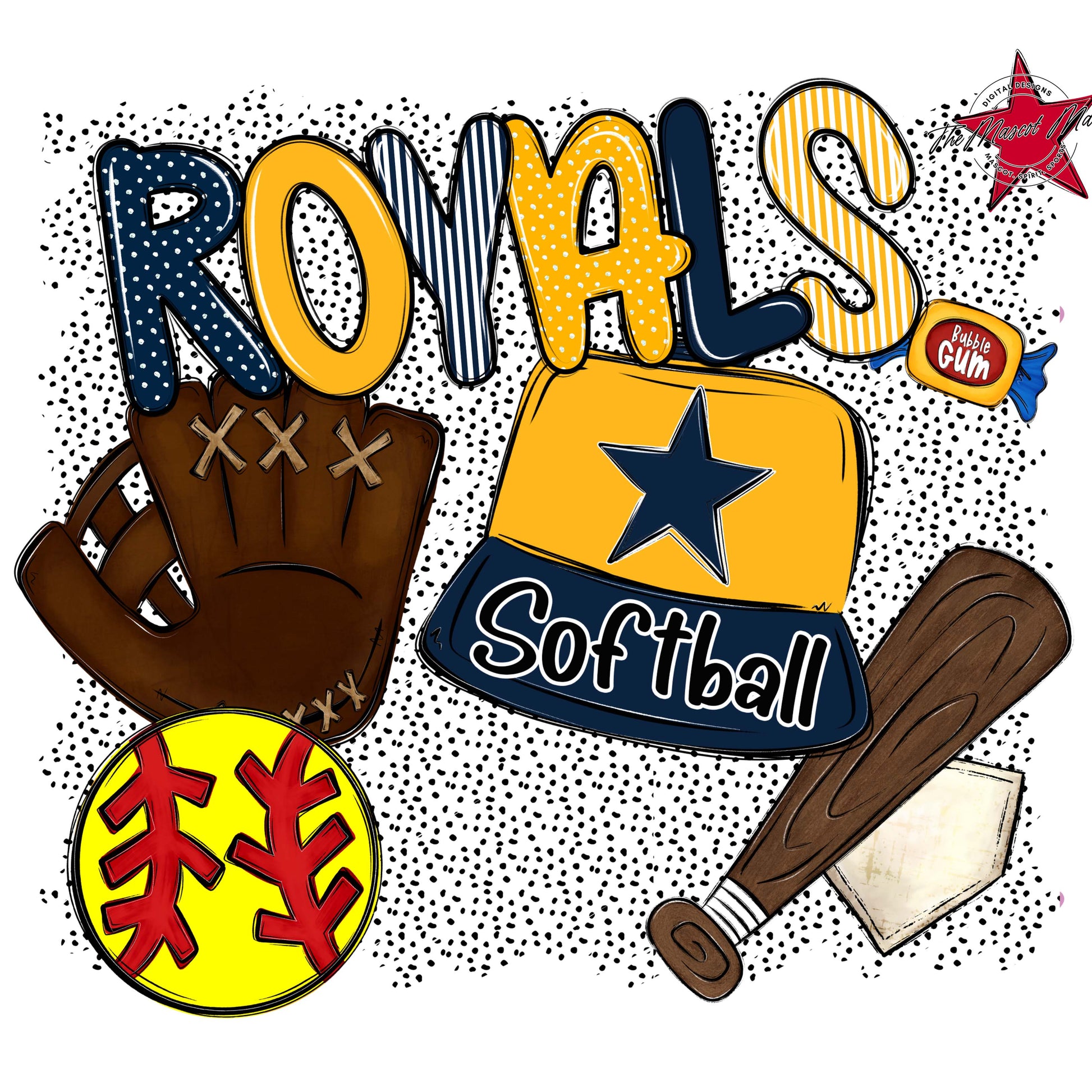 Royals Softball Spirit-Navy & Yellow