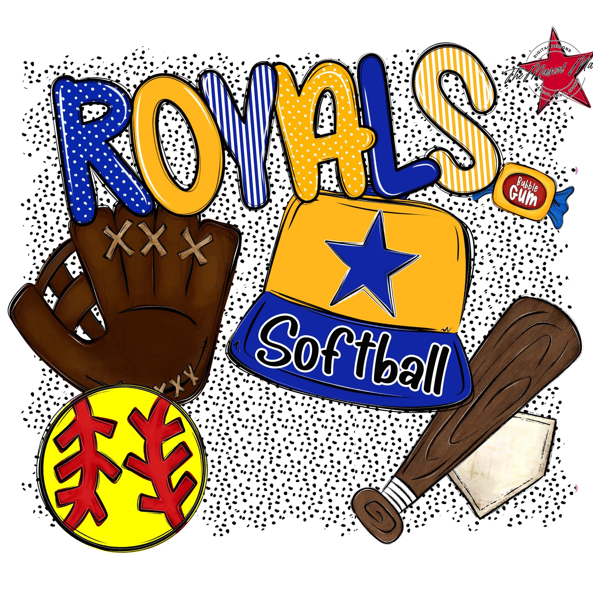 Royals Softball Spirit-Royal Blue & Yellow