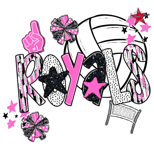 Royals Volleyball Scrape-Baby Pink