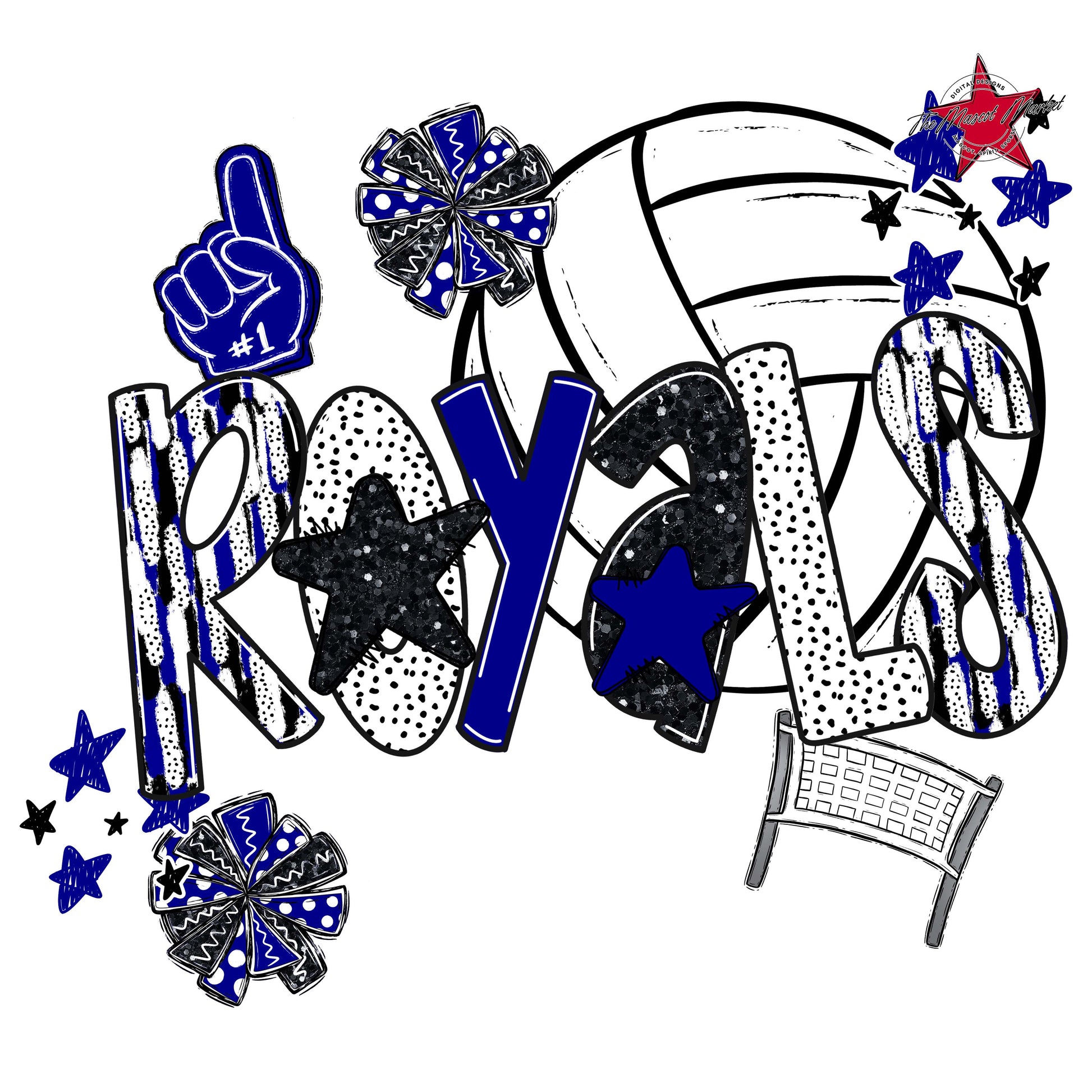 Royals Volleyball Scrape-Blue