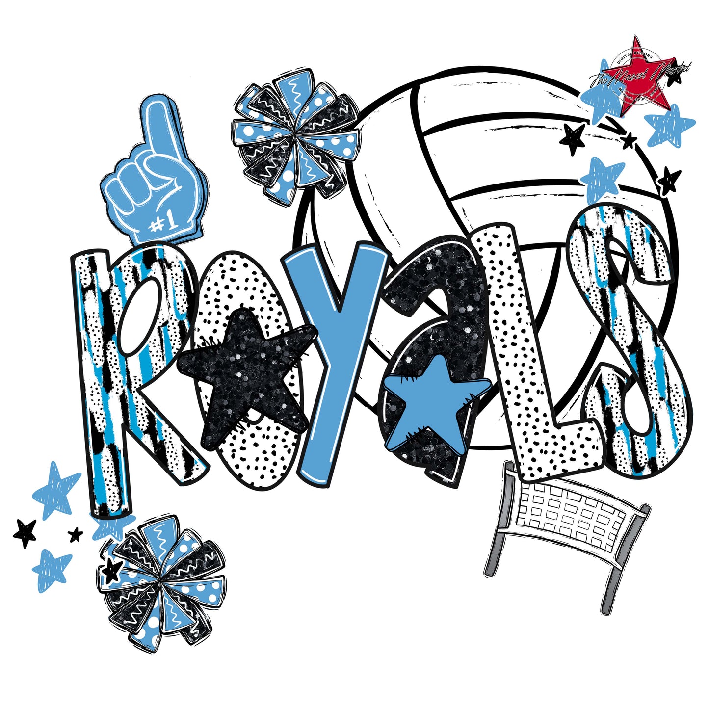 Royals Volleyball Scrape-Carolina Blue