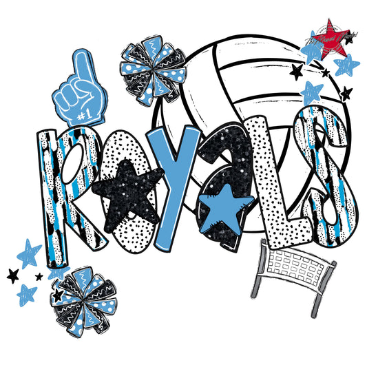 Royals Volleyball Scrape-Carolina Blue