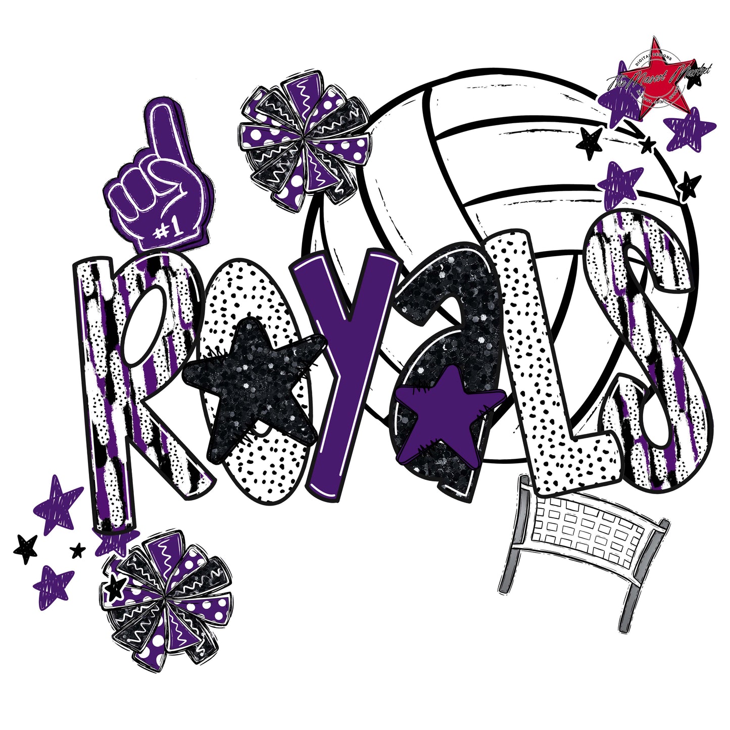 Royals Volleyball Scrape-Purple