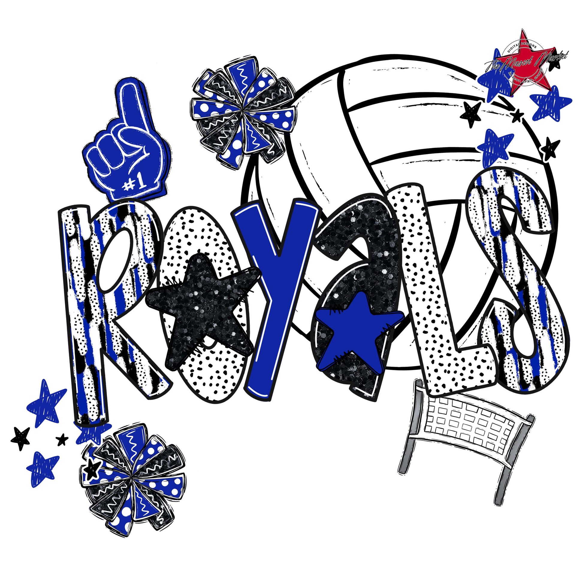 Royals Volleyball Scrape-Royal Blue