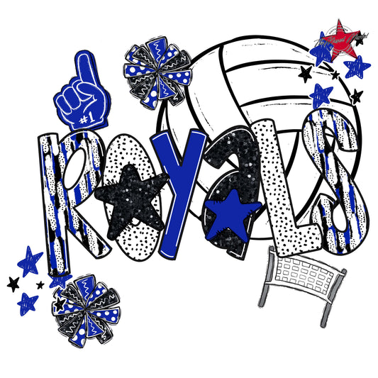 Royals Volleyball Scrape-Royal Blue