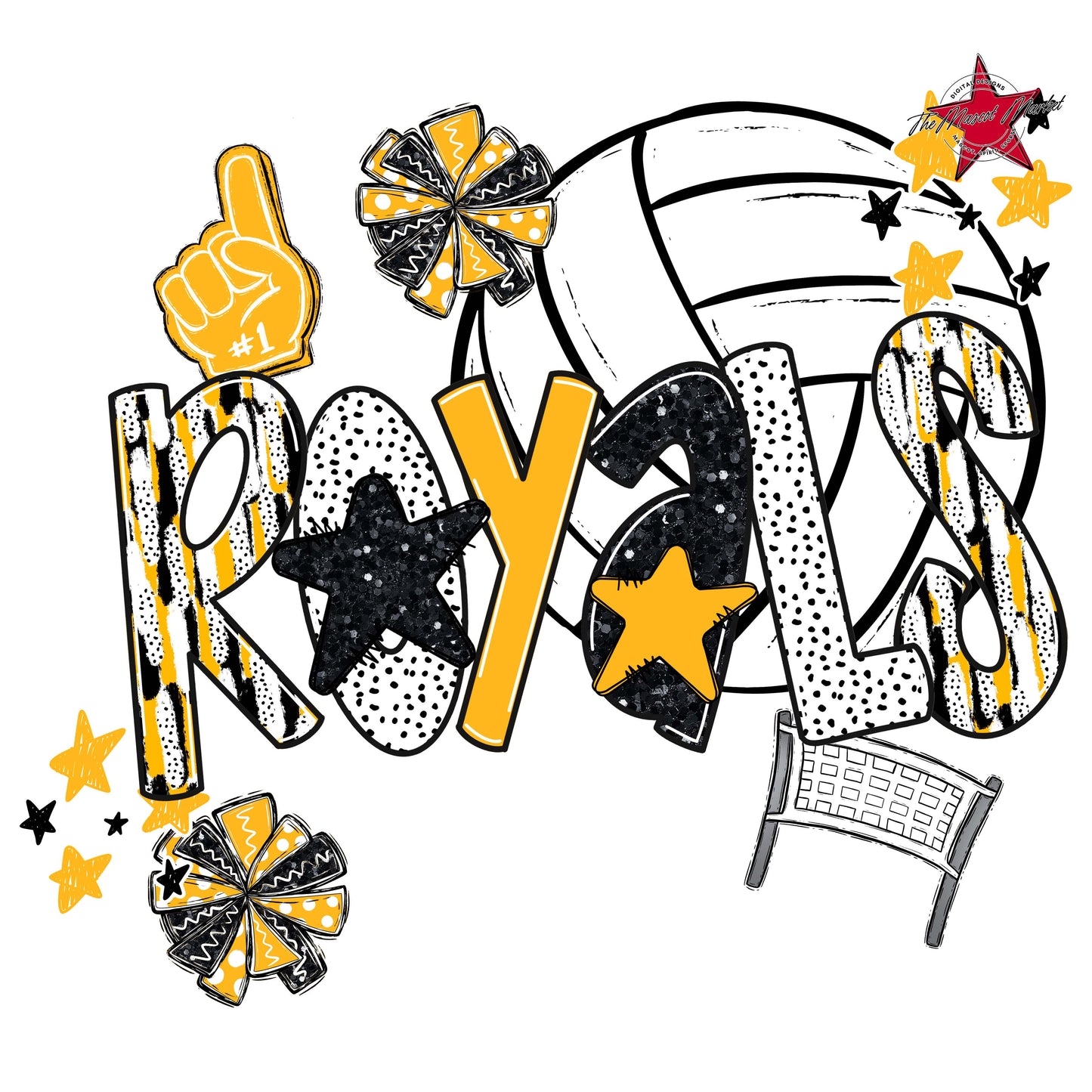 Royals Volleyball Scrape-Yellow