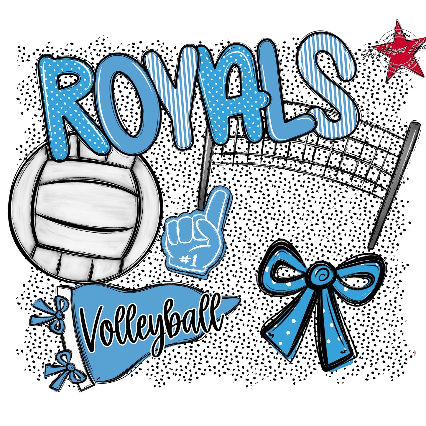 Royals Volleyball Spirit-Carolina Blue