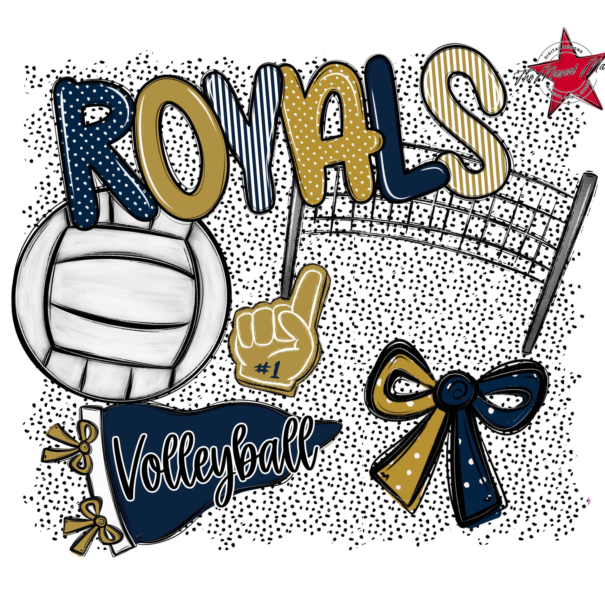 Royals Volleyball Spirit-Navy & Gold