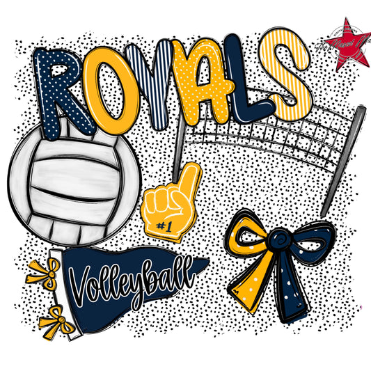 Royals Volleyball Spirit-Navy & Yellow
