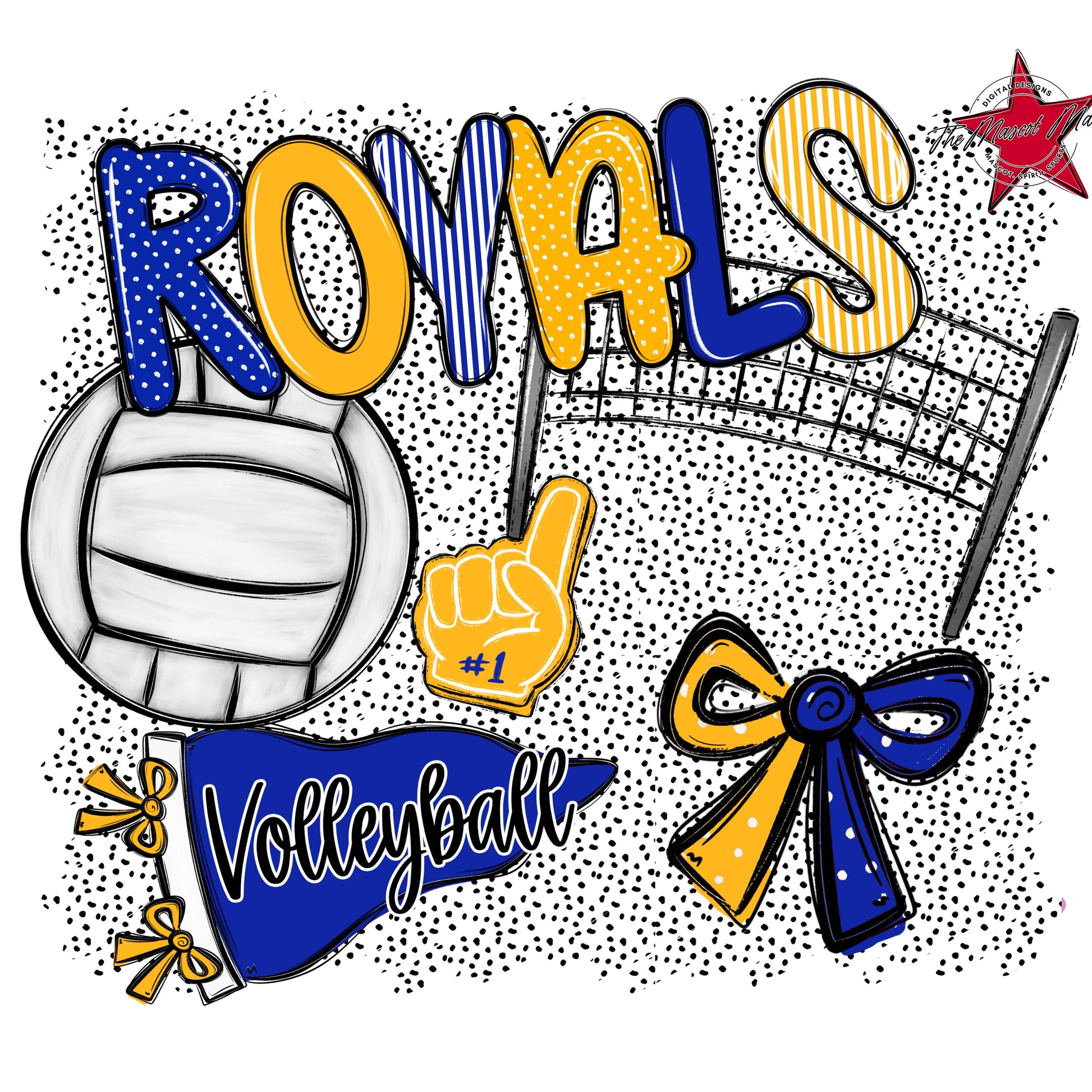 Royals Volleyball Spirit-Royal Blue & Yellow