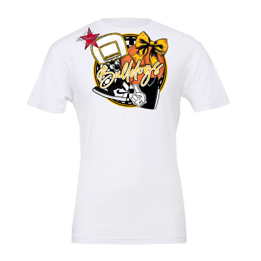 Bulldogs Circle Basketball Design-Yellow