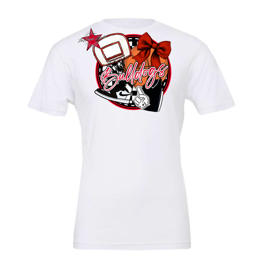 Bulldogs Circle Basketball Design-Red