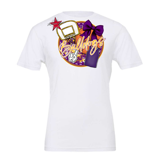 Bulldogs Circle Basketball Design-Purple-Yellow