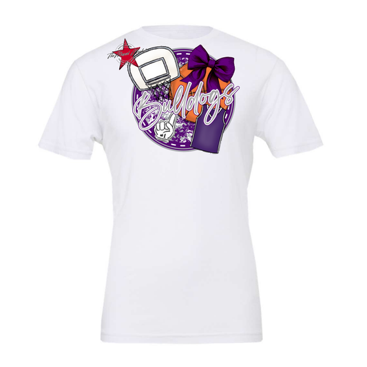 Bulldogs Circle Basketball Design-Purple-Grey