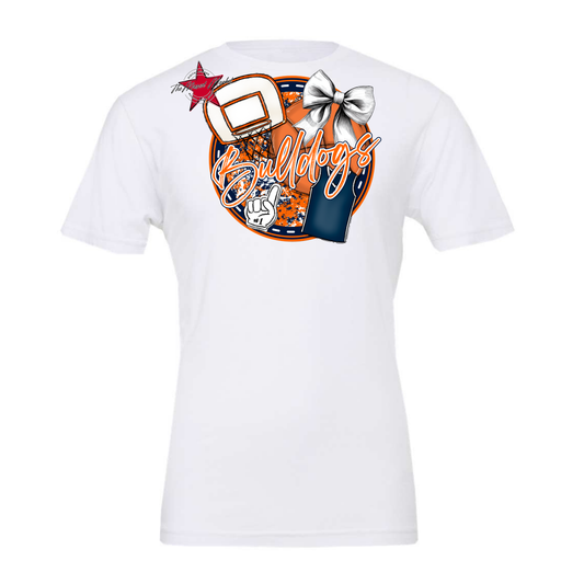 Bulldogs Circle Basketball Design-Navy-Orange