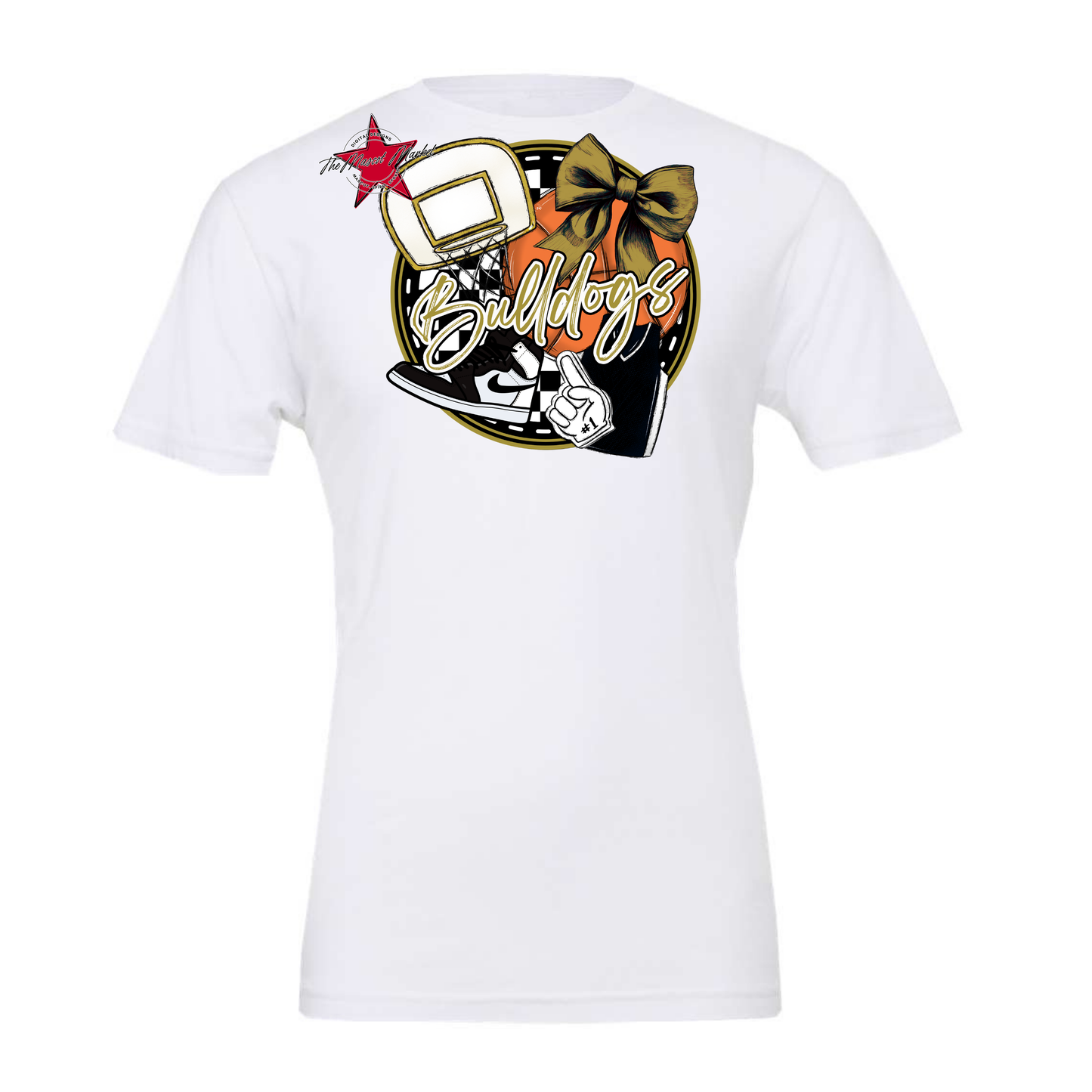 Bulldogs Circle Basketball Design-Gold