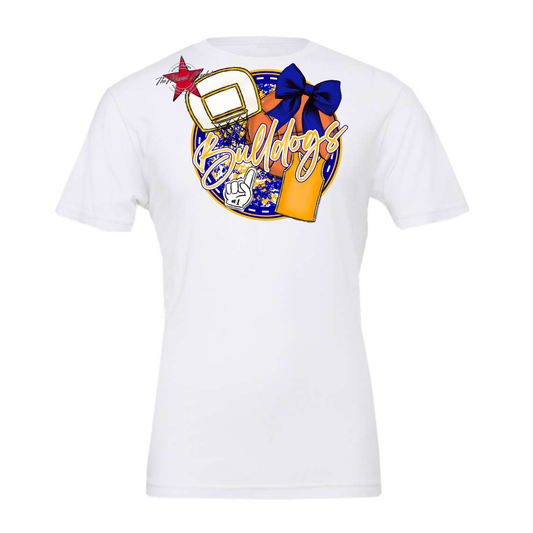 Bulldogs Circle Basketball Design-Blue-Yellow