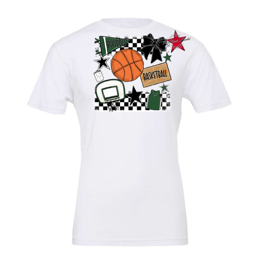 Bulldogs Checkers Basketball Spirit Design-Green