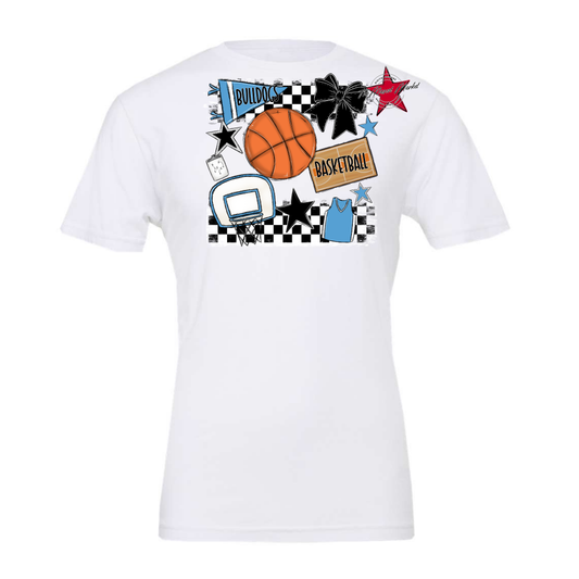 Bulldogs Checkers Basketball Spirit Design-Carolina Blue
