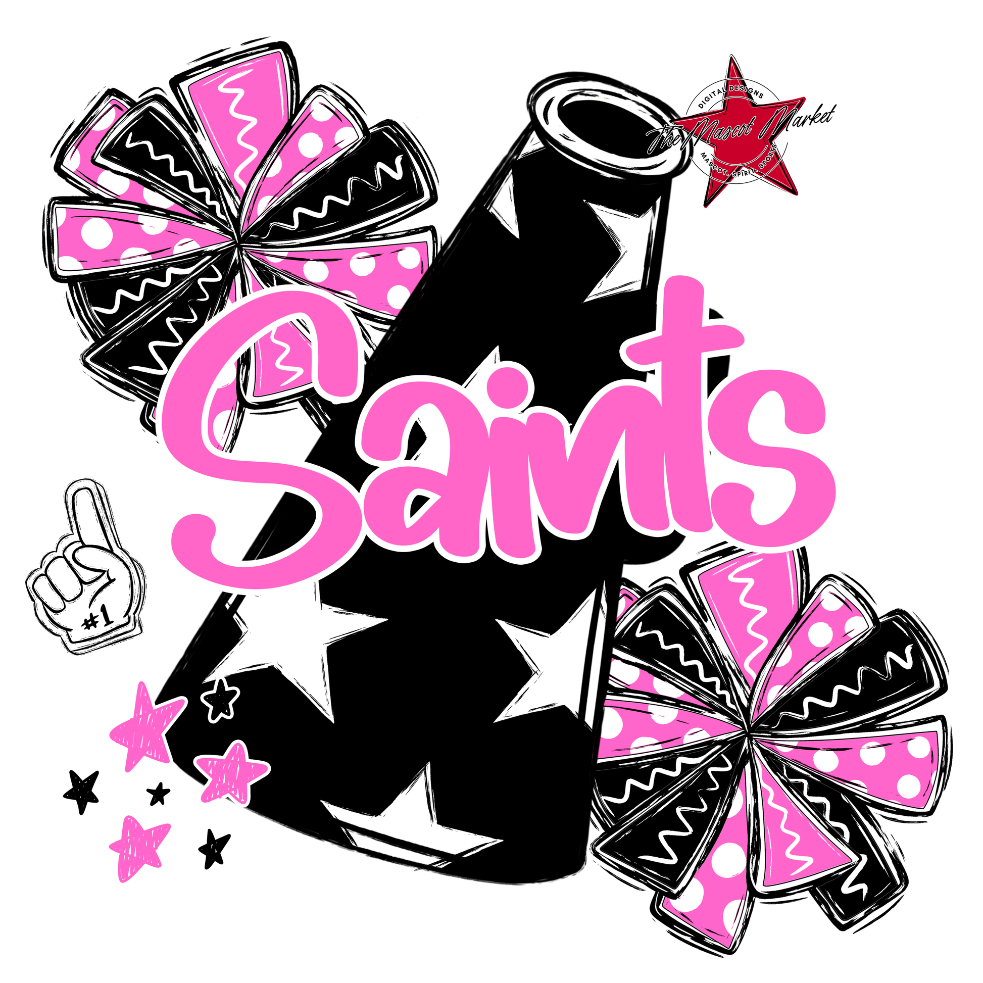 Saints Alpha Megaphone Design-Baby Pink
