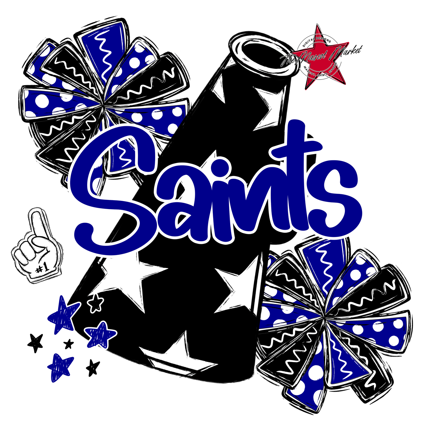 Saints Alpha Megaphone Design-Blue