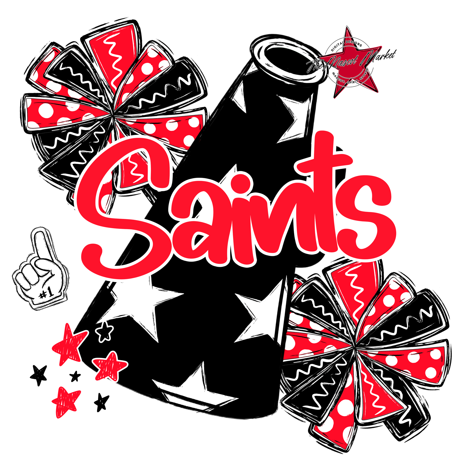 Saints Alpha Megaphone Design-Bright Red