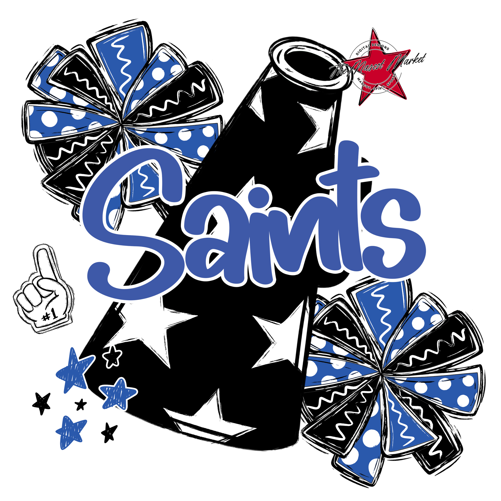 Saints Alpha Megaphone Design-Off Blue