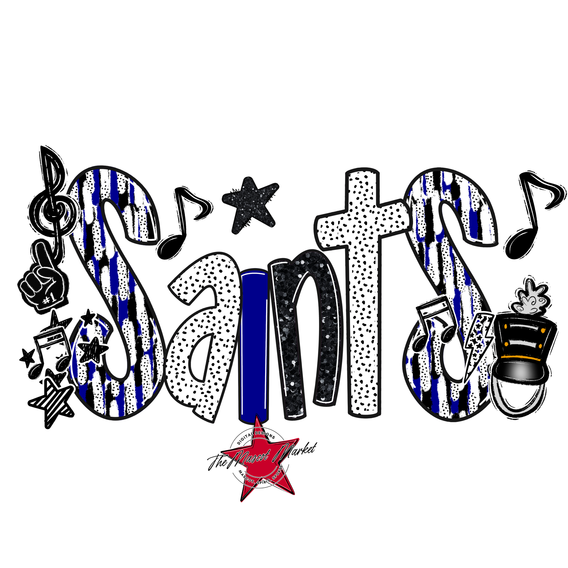 Saints Band Scrape-Blue